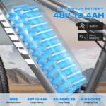 GWEIT Electric Bike for Adults, 750W Peak Ebike with 48V 10.4Ah Removable Battery, Up to 20MPH 55 Miles, 26 inch Adult Electric Bicycles , Step-Thru E-Bike for Adult - 图片 39