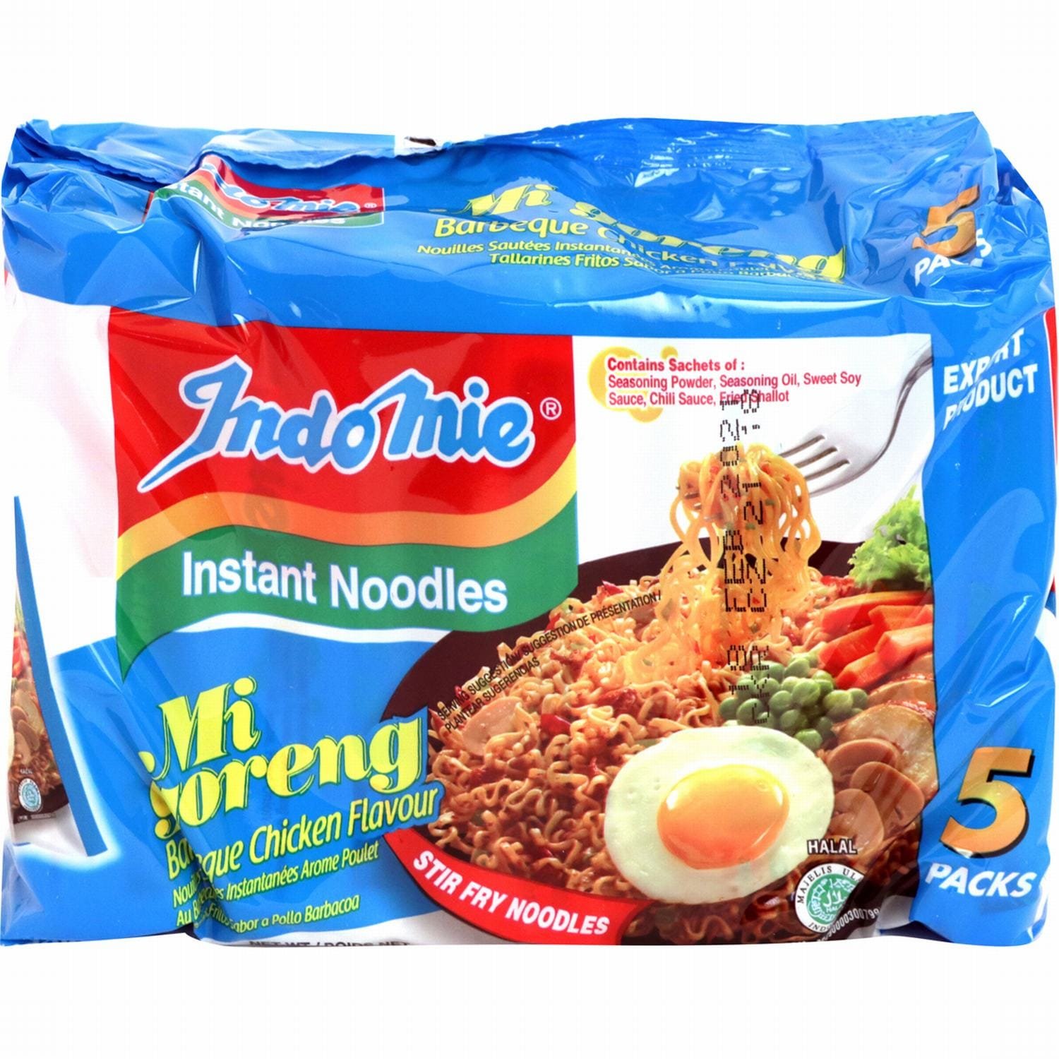 Indomie 烧烤鸡肉炒面 5 包装 Indomie 烧烤鸡肉炒面 5 包装