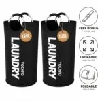 2pcs Set Extra Large Capacity Foldable Laundry Baskets High-Quality Household Laundry Bags with Padded Handles, Freestanding Design, Easy to Store, Ideal for Home Organization And Storage, Laundry Bags - 图片 4