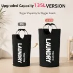 2pcs Set Extra Large Capacity Foldable Laundry Baskets High-Quality Household Laundry Bags with Padded Handles, Freestanding Design, Easy to Store, Ideal for Home Organization And Storage, Laundry Bags - 图片 2