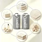 2pcs Set Extra Large Capacity Foldable Laundry Baskets High-Quality Household Laundry Bags with Padded Handles, Freestanding Design, Easy to Store, Ideal for Home Organization And Storage, Laundry Bags - 图片 5