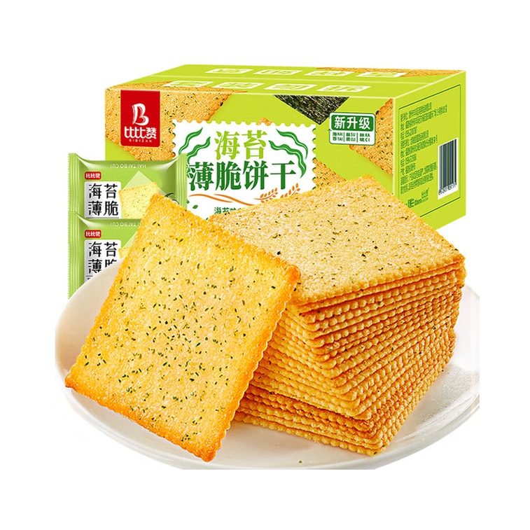 Seaweed thin crispy crackers 10.58 oz, light and crispy seaweed flavored crackers [healthy non-fried] [thin and crispy like potato chips]