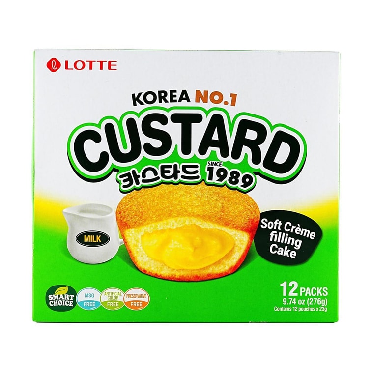 Soft Custard Cream Cakes - Korean Dessert, 12 Piece, 9.74 oz