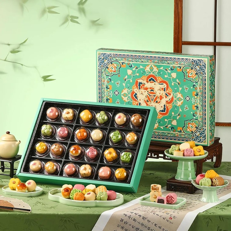 Tang Palace Culinary Record Mooncake Pastry Gift Box,24pieces 17.71 oz【Red Bean+Coconut Hazelnut+Cocoa+Lychee Pineapple】 Tang Palace Culinary Record Mooncake Pastry Gift Box,24pieces 17.71 oz【Red Bean+Coconut Hazelnut+Cocoa+Lychee Pineapple】