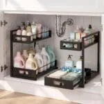 Under Sink Organizer, Adjustable Height 2 Tier Pull Out Cabinet Organizer