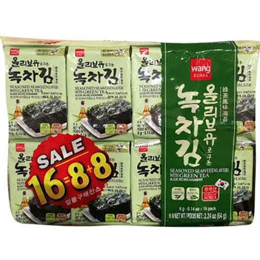 Wang Seasoned Seaweed W/ Green Tea (8+8)